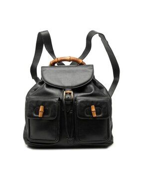 Gucci Bamboo Backpack 003 Black Leather